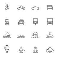 transportation line icons set vector illustration