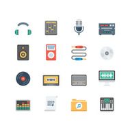 Pixel perfect sound flat icons set