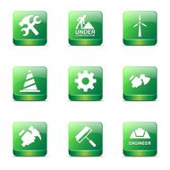 Construction Tools Square Vector Green Icon Design Set 2