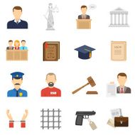 Justice flat icons set