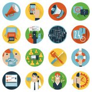 Internet forums concept icons set flat