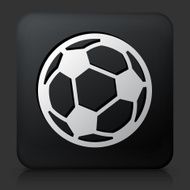 Black Square Button with Soccer Ball Icon