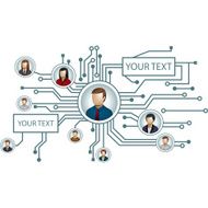 Electrical circuit with people icons and copy text space N2