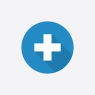 plus Flat Blue Simple Icon with long shadow