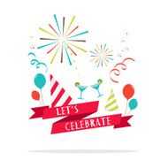 Vector Let&#039;s celebrate banner with party icon