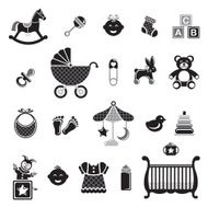 Black &amp; White Baby Icon Set