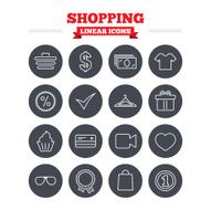 Shopping linear icons set Thin outline signs Vector