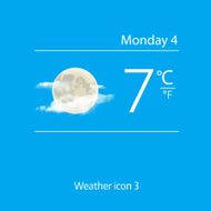 Realistic weather icon - moon with clouds Vector illustration
