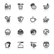 Beakfast flat icons with reflection N2