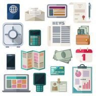 Office Workspace And Finance Flat Icons On White Background N2