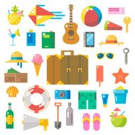 Flat design of summer beach items set