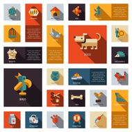 Set of flat design pet shop icons