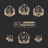 Fifty years anniversary icons collection 50th Anniversary logos set