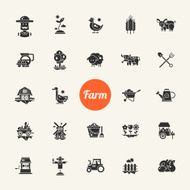 Set of farm agriculture flat design icons and pictograms