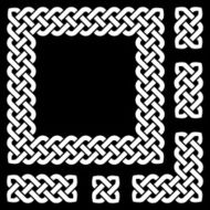 Black and white Celtic knot frame design elements