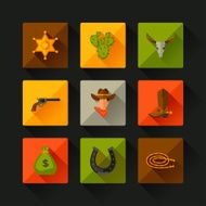 Wild west cowboy objects and design elements N6