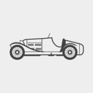Vintage sport racing car monochrome icon