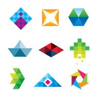 Geometric polygon art design arrow new dimension logo set icon