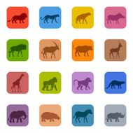 Colorful African Animals Icon Set