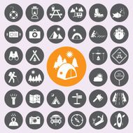 Camping and holiday icon set Vector illustration