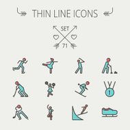 Sports thin line icon set N3