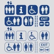 Blue line and silhouette public access icons