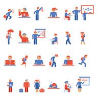 Children in school flat icons N2