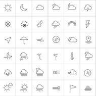Weather line thin icons
