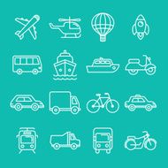 Vector transportation icons and signs