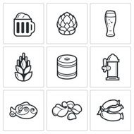 Beer and appetizer icons Vector Illustration