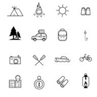 camping and traveling icon vector set