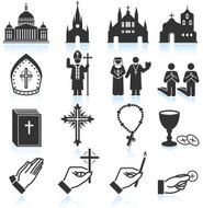 Church and Religious black &amp; white vector icon set