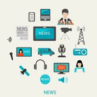 News cast journalism television radio concept