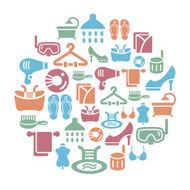 Beauty and Cosmetic Icons in Circle Shape N4