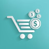 Shopping cart symbol on blue background clean vector