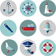 Sea icons in flat style