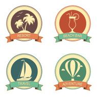 Summer vacation retro badges set
