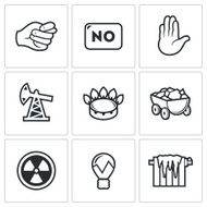 Lack of natural resources electricity and heat icons Vector Illustration