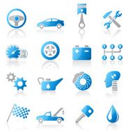 Auto service and repair icons - blue gray N2