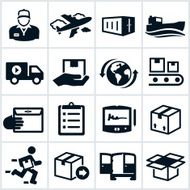 Black Shipping and Delivery Icons