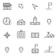 map and location icons set vector illustration
