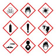 Warning labels of chemicals - icon set
