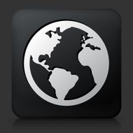 Black Square Button with Globe Icon N3