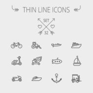 Transportation thin line icon set N3
