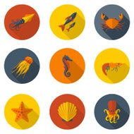 marine animals flat icons