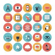 Set of 25 multicolor SEO and web icons on white