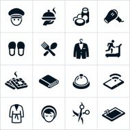 Black Hotel Amenities Icons