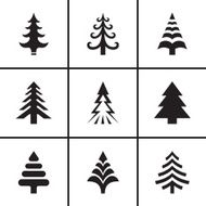 Christmas fir tree icons set