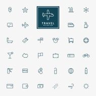 32 travel and vacation minimal outline icons