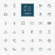 32 camera and video minimal outline icons